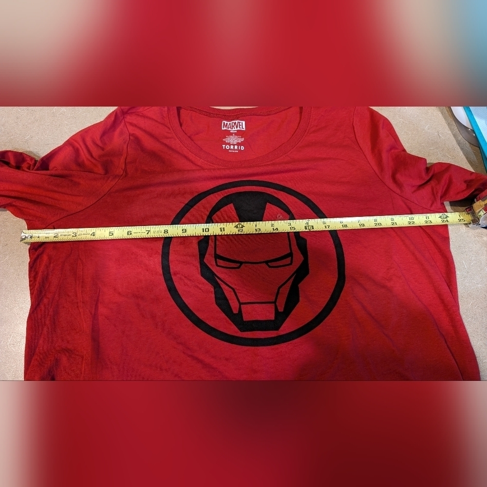 NEW Torrid Long Sleeve Marvel Iron Man Helmet Tunic Tee- Jester Red 2X - Picture 8 of 9